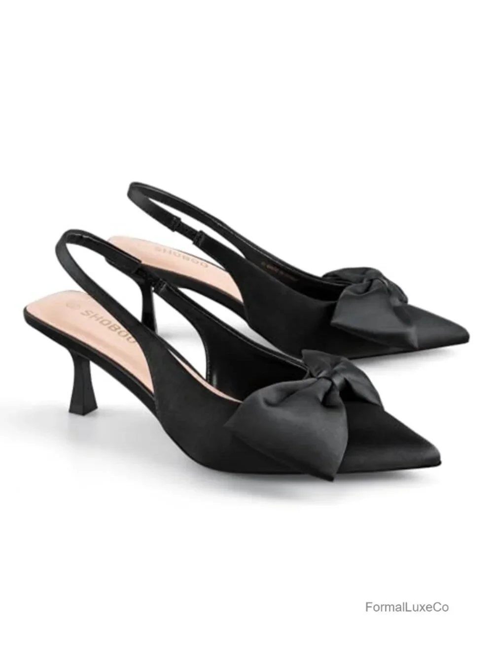 Pointed Toe Kitten Heel Slingback Pumps with Elastic Strap - 2.4